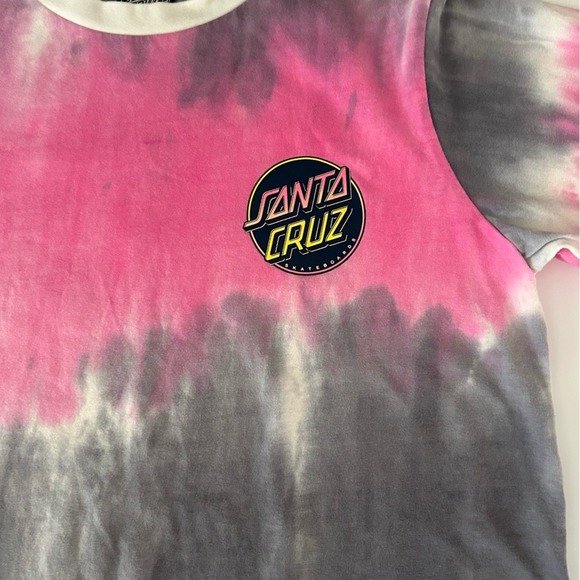SANTA CRUZ Skateboard Contra Dot Pink Gray Tie Dye short sleeve Tee Shirt- small - Picture 4 of 8